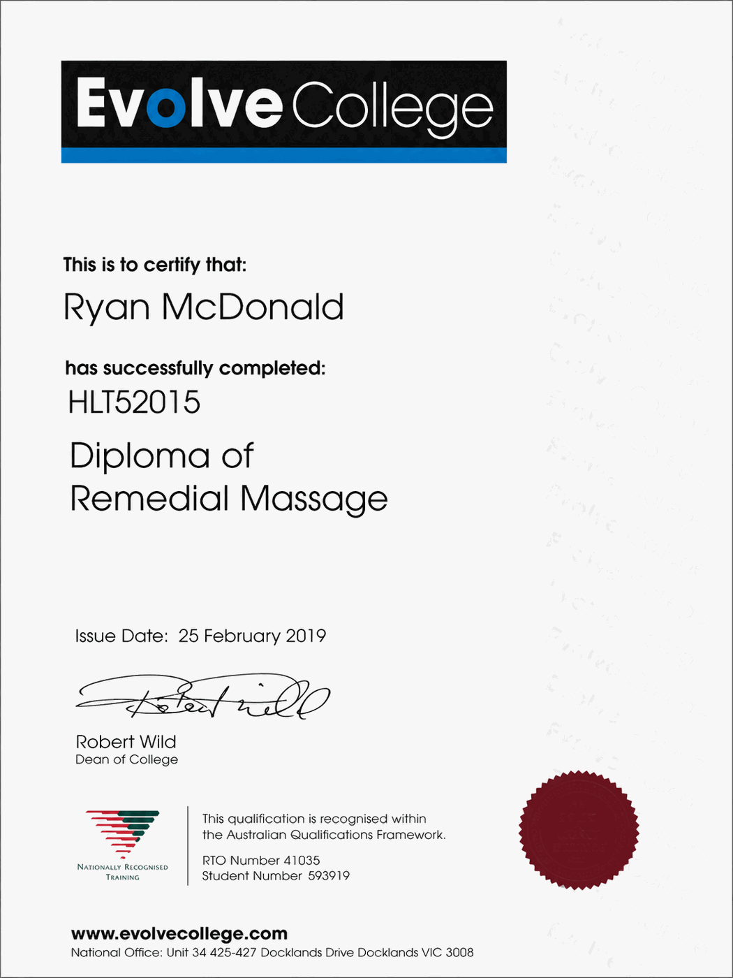 Diploma of Remedial Massage — Evolve College