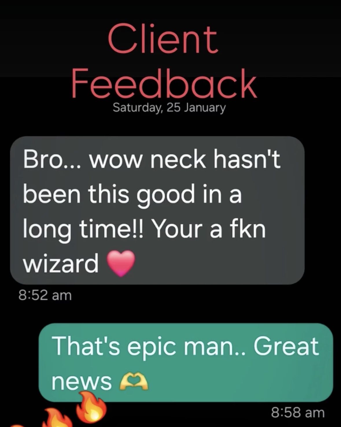Client feedback screenshot 2